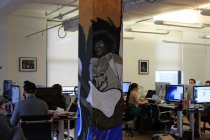 And they've decorated the main room with this portrait of Jimi Hendrix by the artist Enrico Donaruma.